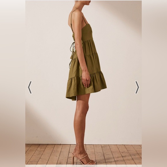 Shona Joy LUCILLE LINEN TIERED MINI DRESS - CUMIN - Picture 4 of 9